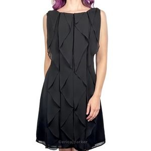 Calvin Klein NWT Sleeveless Black Ruffle Chiffon Mini Dress Size 6
